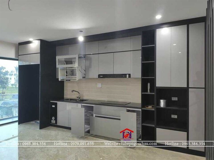 Công trình Nội thất tủ bếp nhựa Acrylic bóng gương -  Chị Lan Hoài Đức Hà Nội