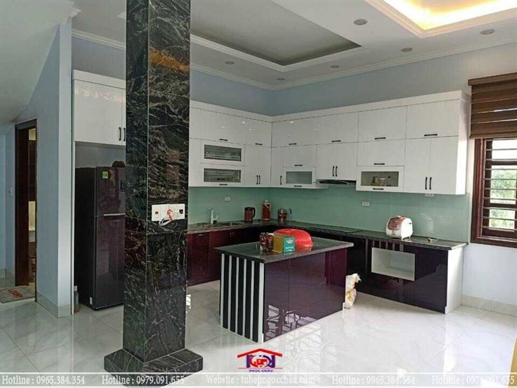 Công trình nội thất gỗ nhựa Acrylic bóng gương- Gia đình Anh chị Cường Hoa- Thanh Hà- Hải Dương