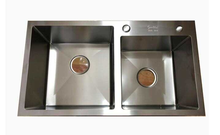 Chậu rửa đúc 304- 2 hố lệch