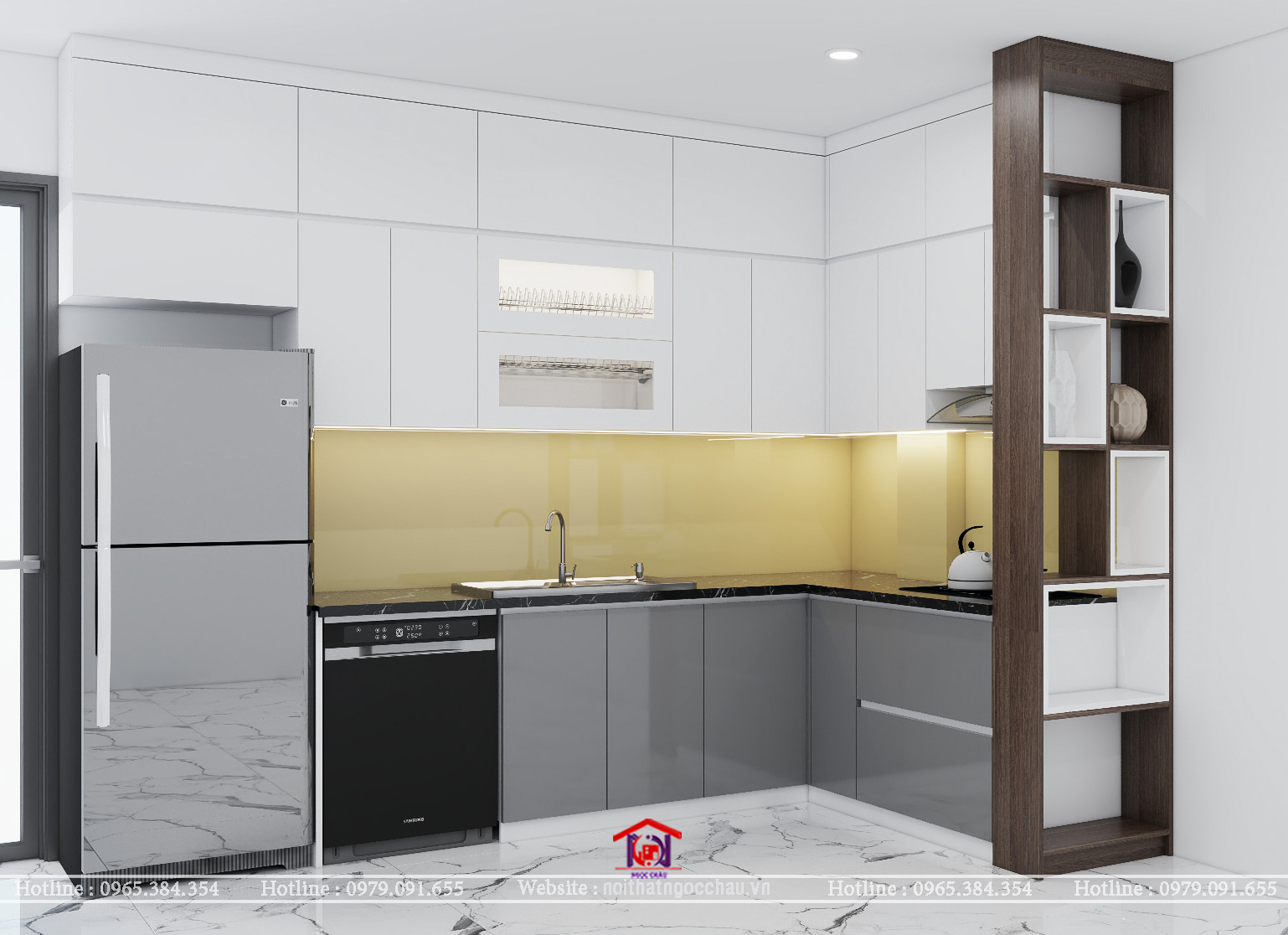 Tủ bếp Acrylic  Mr Hiền Yên Thường, Gia Lâm, Hà Nội