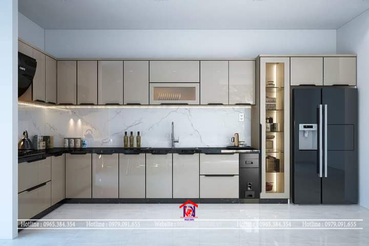 Tủ bếp inox 304  cánh kính CK8