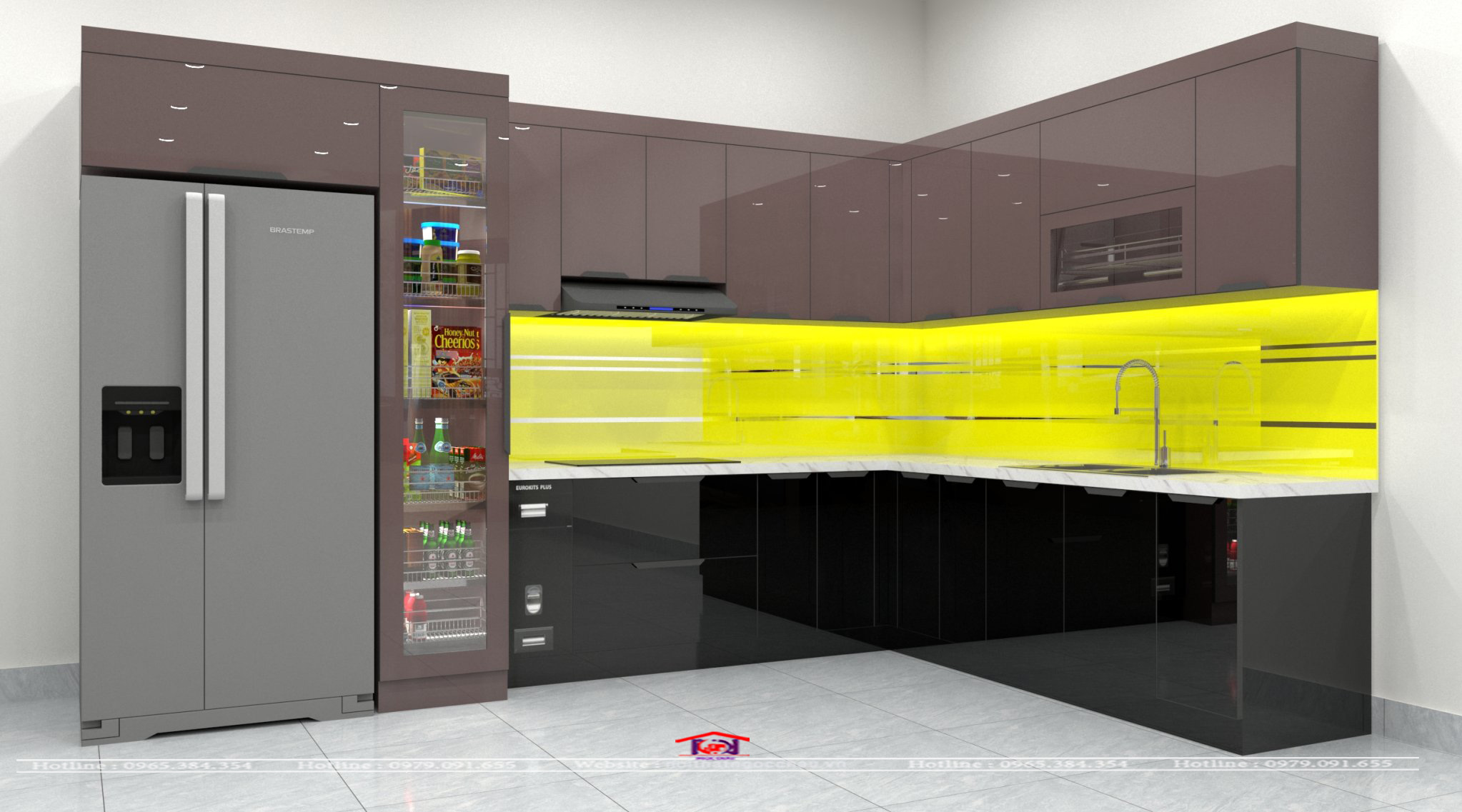 Tủ bếp inox 304 cánh kính CK23