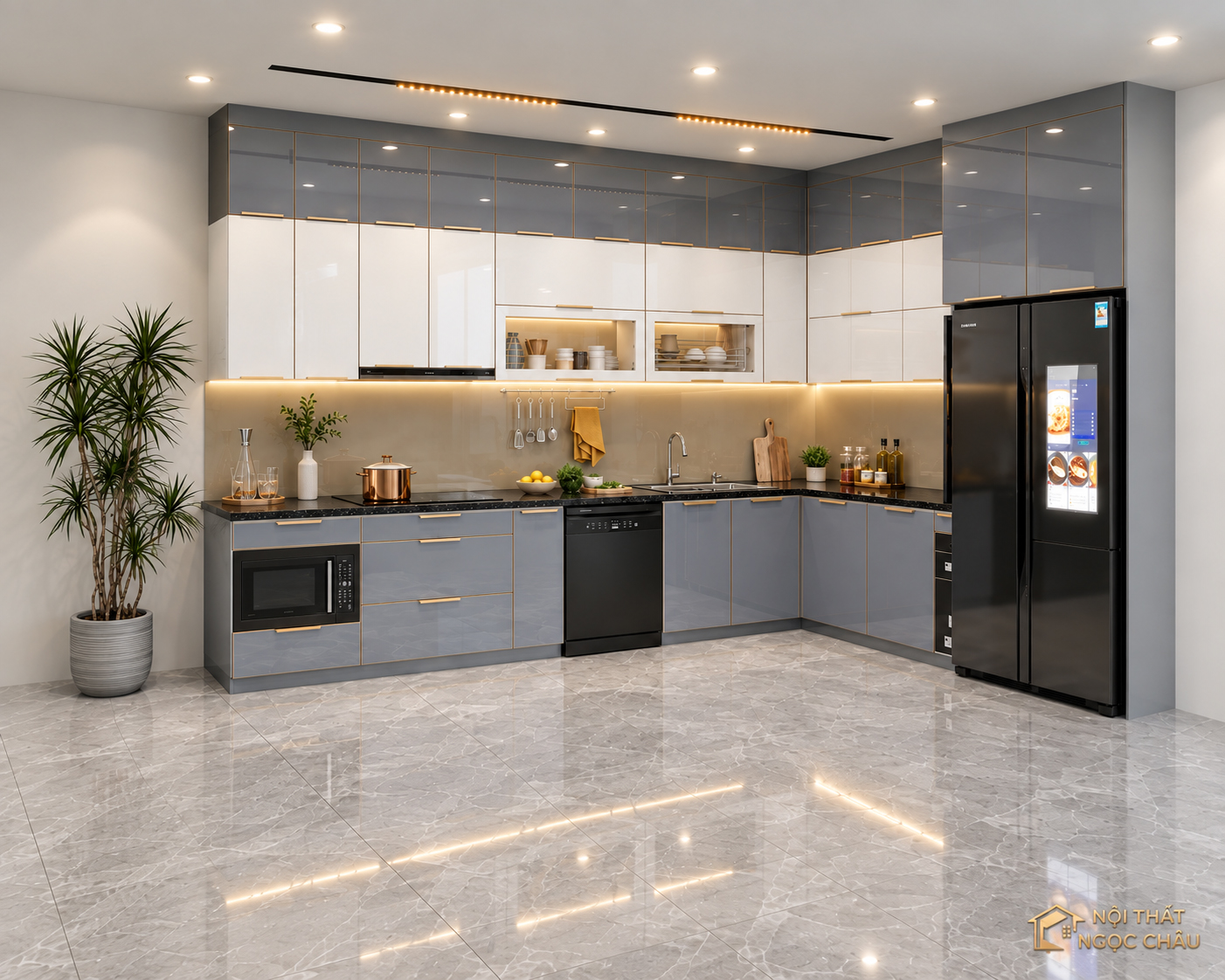 Tủ bếp inox cánh kính ChỊ Hoa