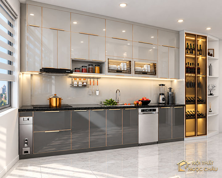 Tủ bếp inox 304 cánh kính CK39