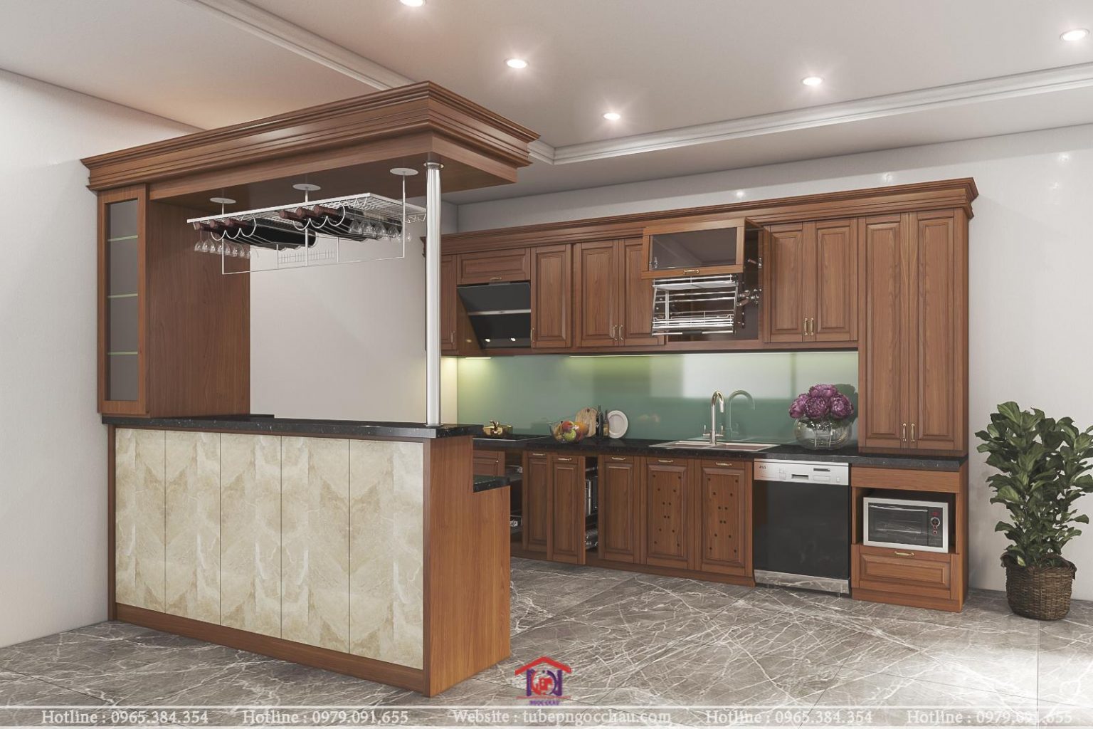 Tủ bếp gỗ sồi Mỹ 12