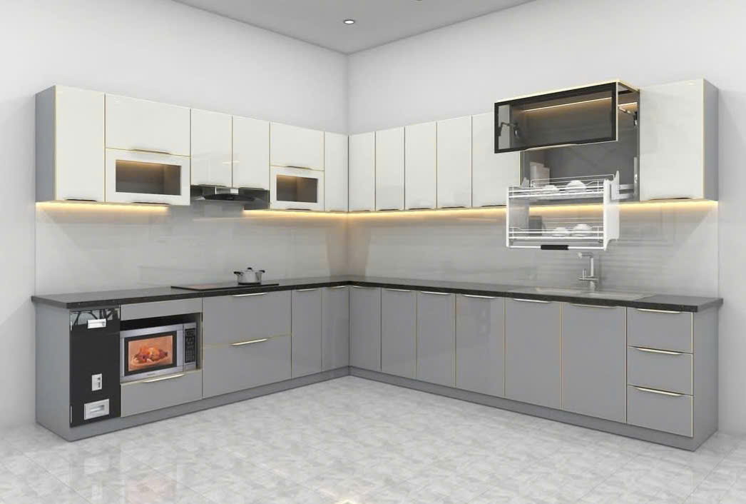 Tủ bếp inox 304 cánh kính CK38