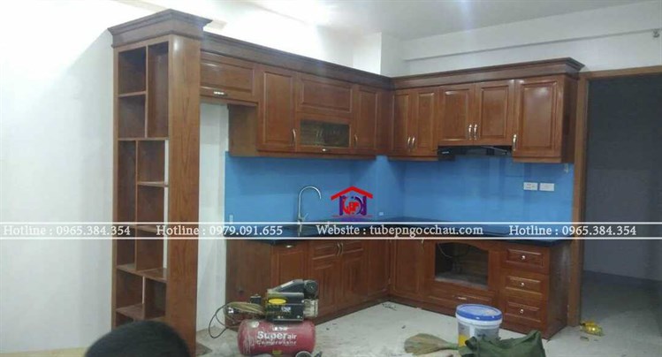 Kính ốp bếp màu xanh dương