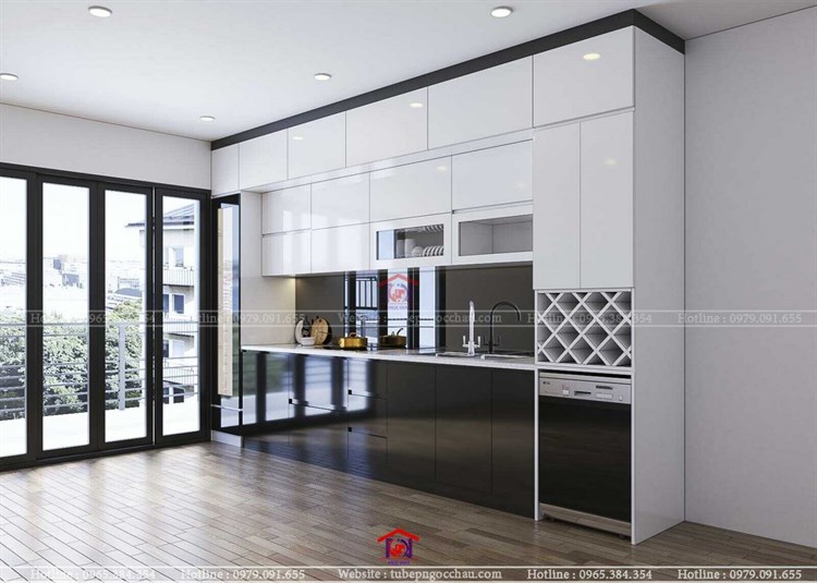 Kính ốp bếp màu đen