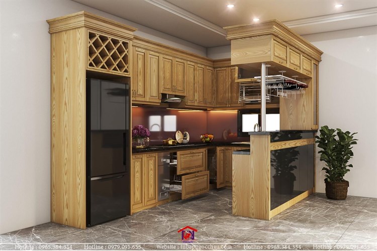 Tủ bếp gỗ Sồi Nga 6