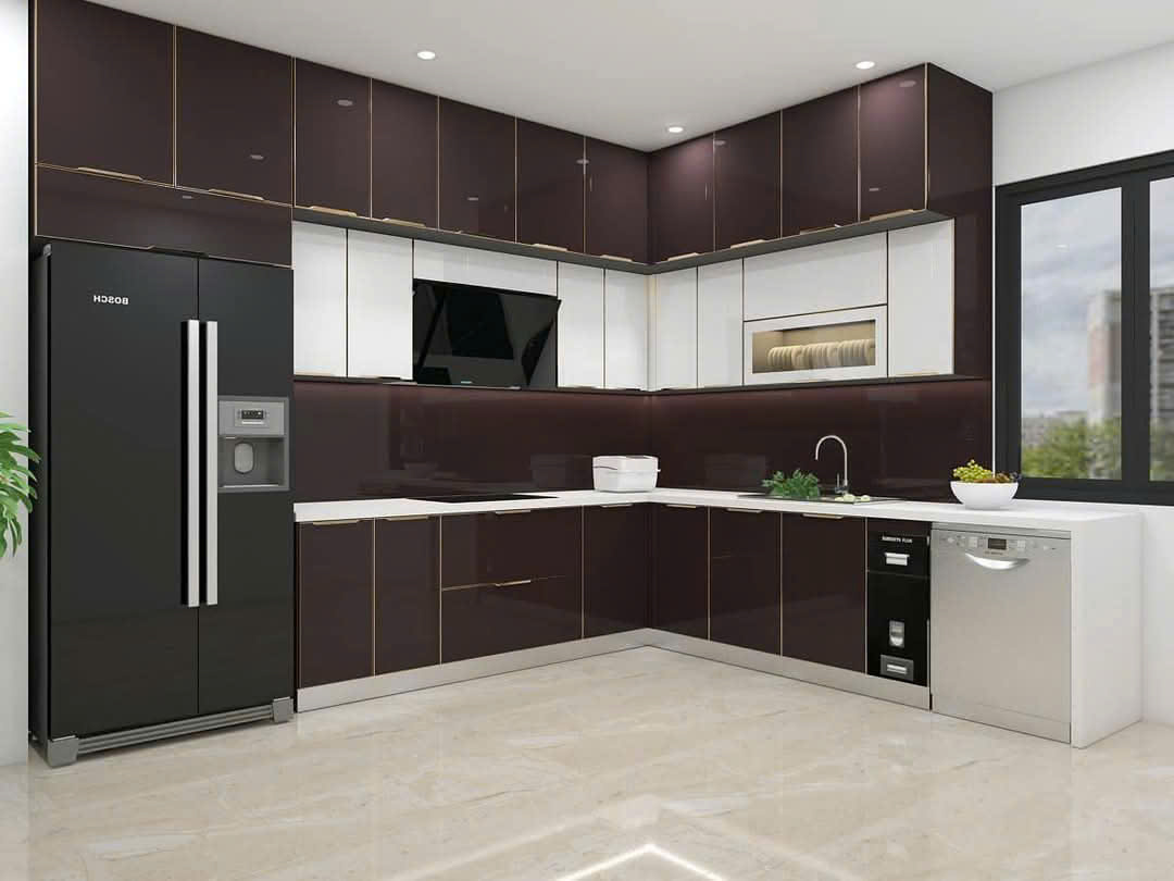 Tủ bếp inox 304  cánh kính CK41