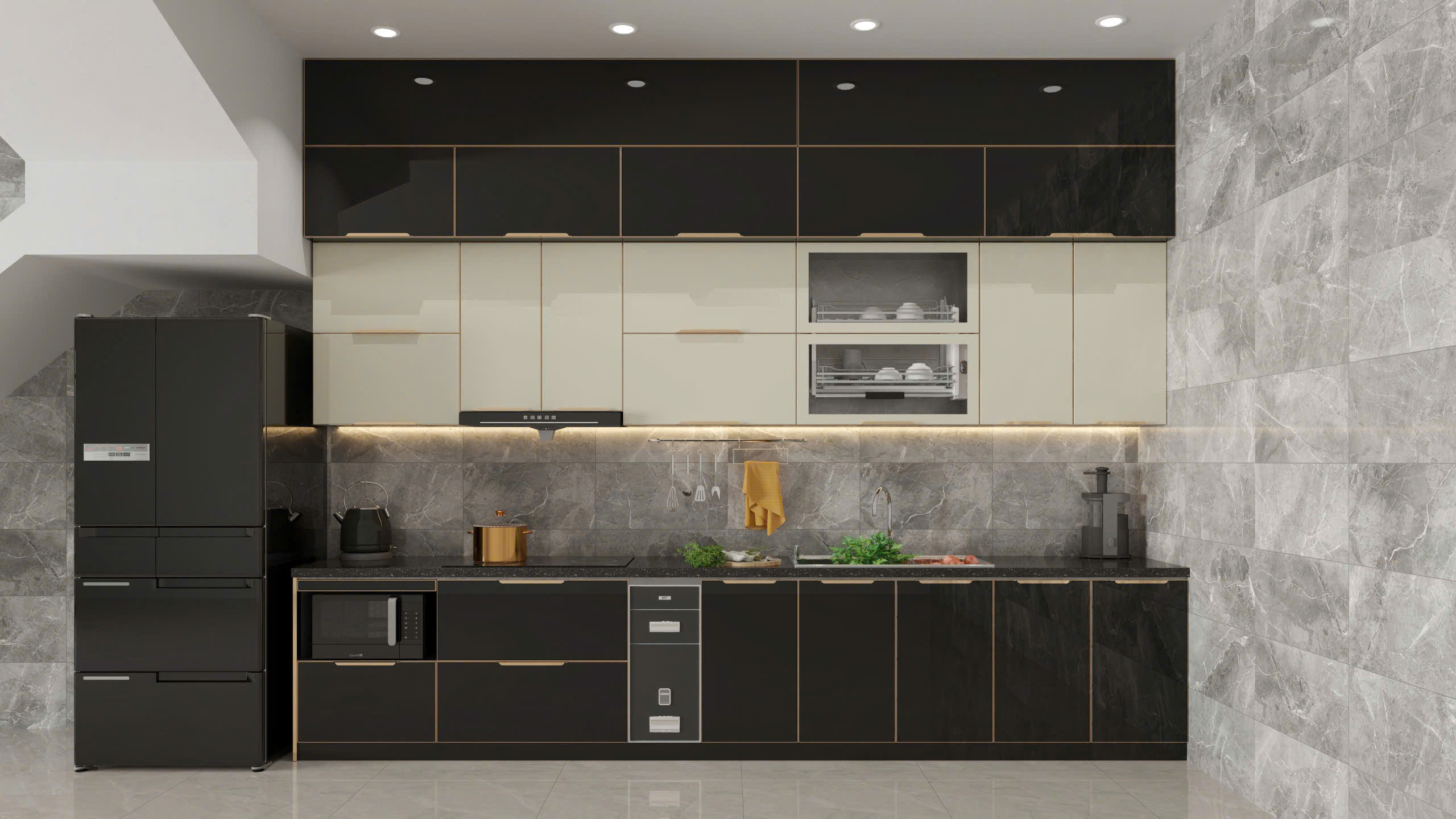 Tủ bếp inox 304  cánh kính CK31