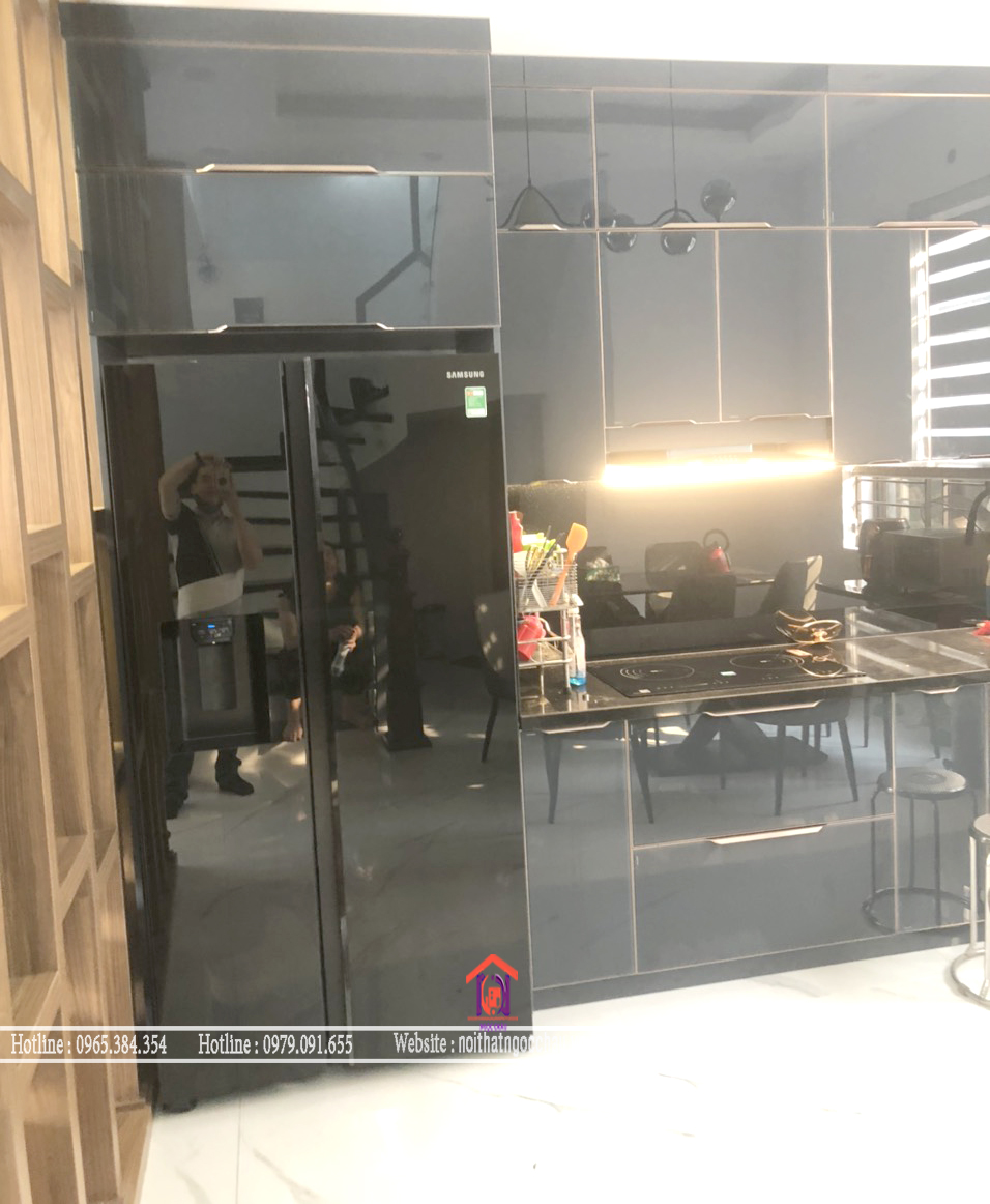 Tủ bếp inox 304 cánh kính chị Gấm, yên thường, gia lâm