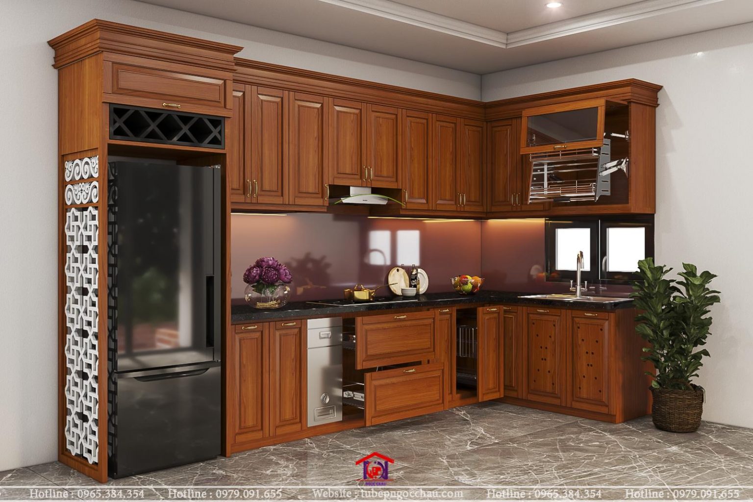 Tủ bếp gỗ sồi Mỹ 13