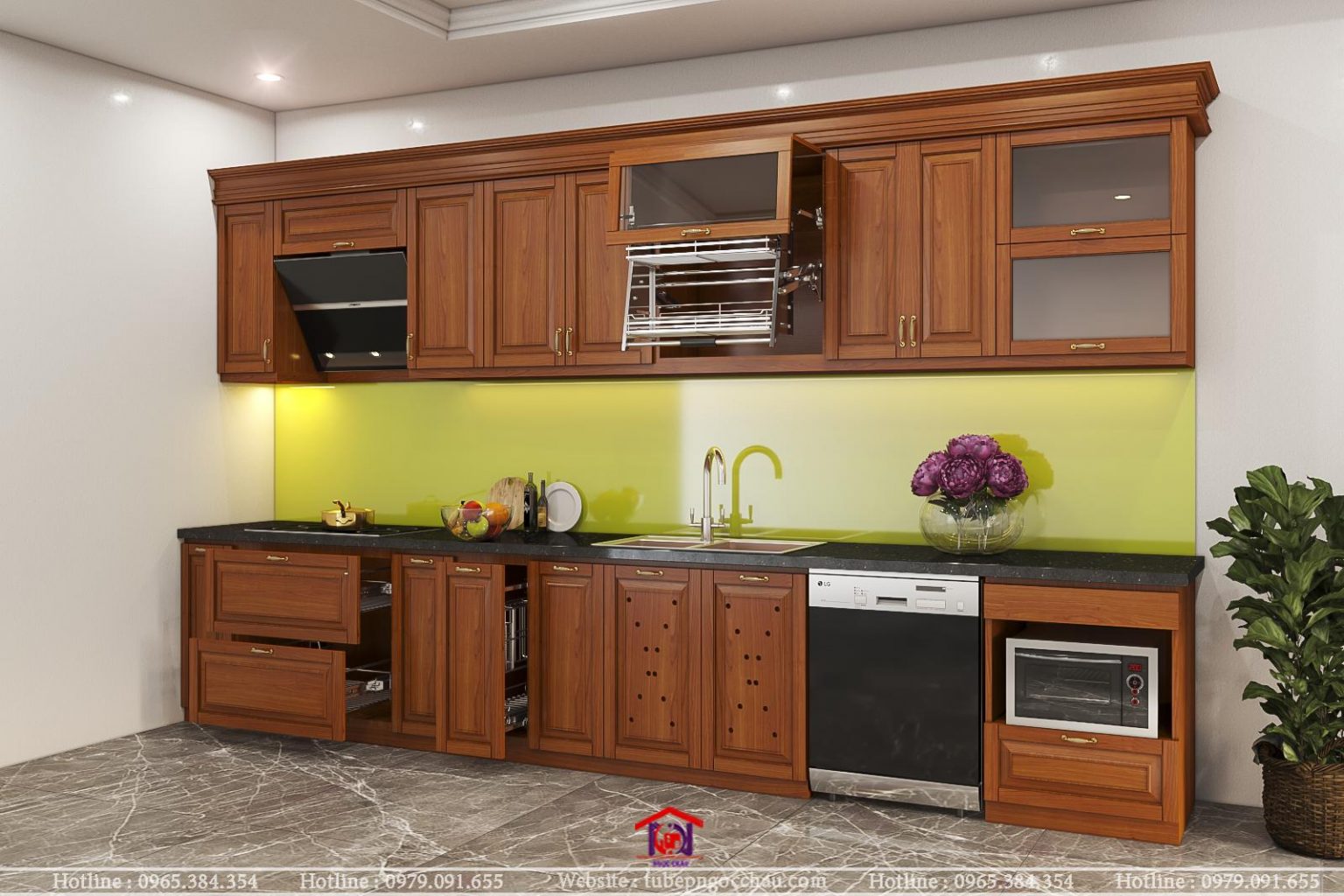 Tủ bếp gỗ sồi Mỹ 9