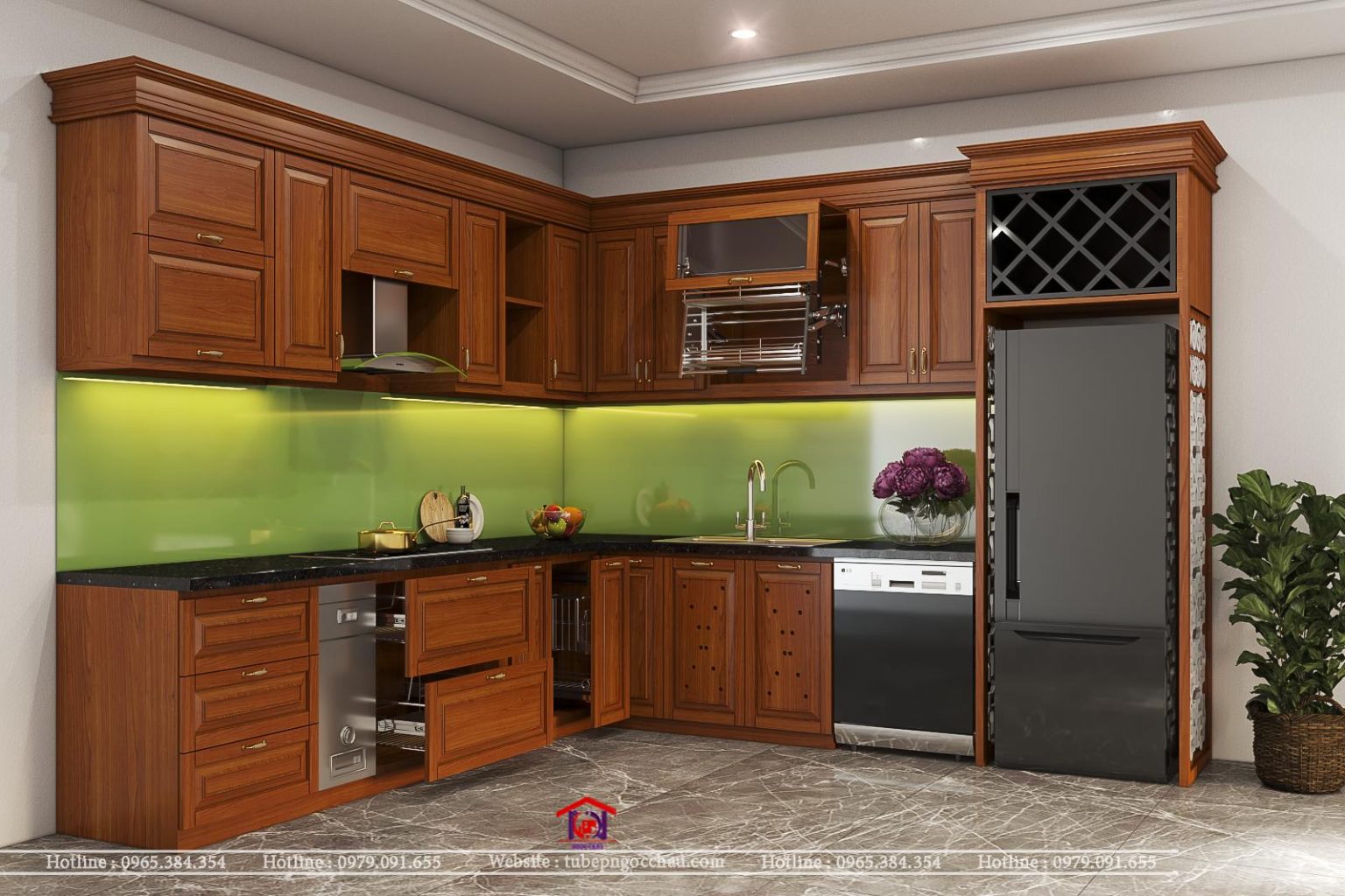 Tủ bếp gỗ sồi Mỹ 7