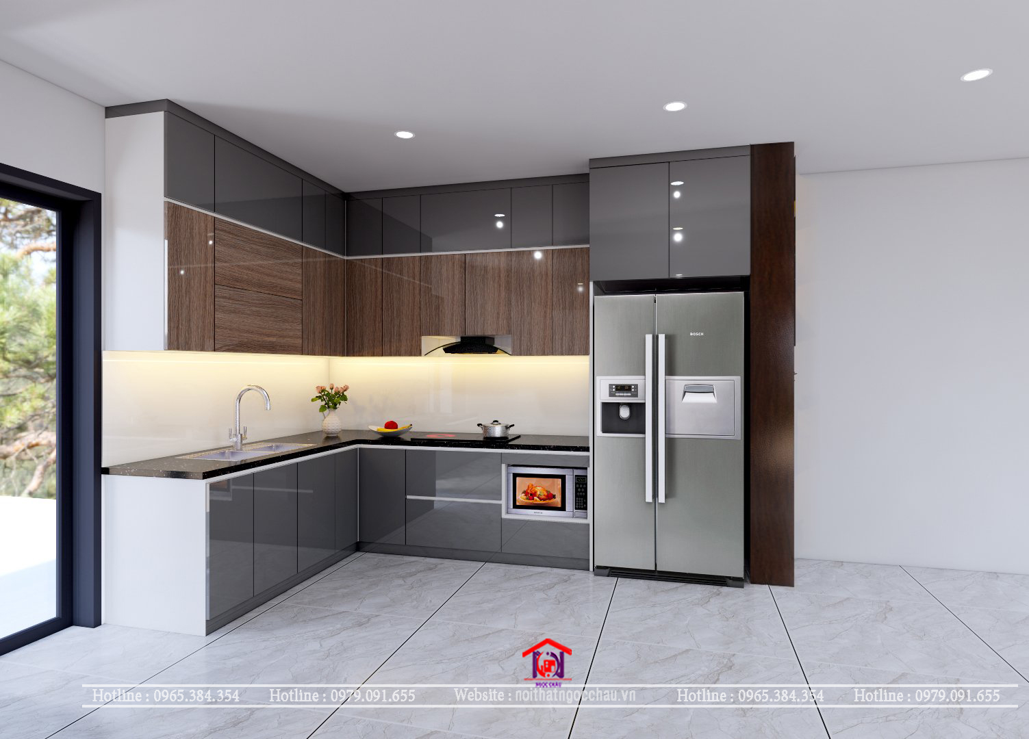 Tủ Bếp Acrylic chị Hải, Cầu Bây, Long Biên, Hà Nội