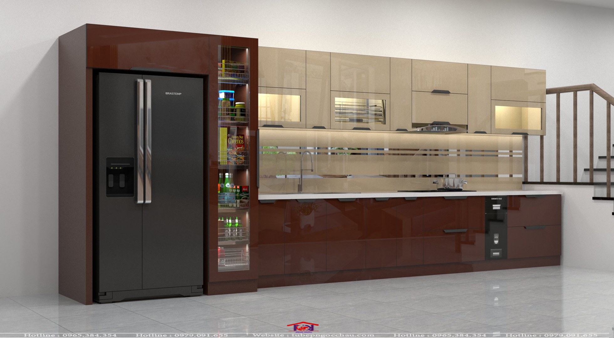 Tủ bếp inox 304 cánh kính CK 02