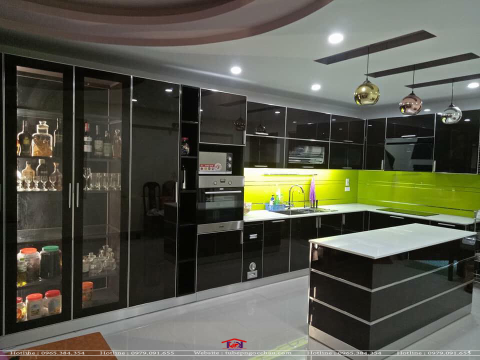 Tủ bếp inox 304 cánh kính -CK03