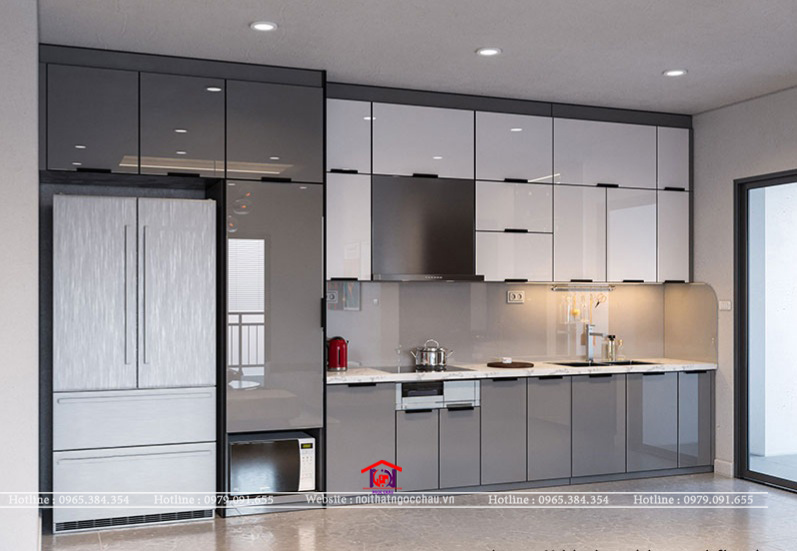Tủ bếp inox inox 304 cánh kính CK20