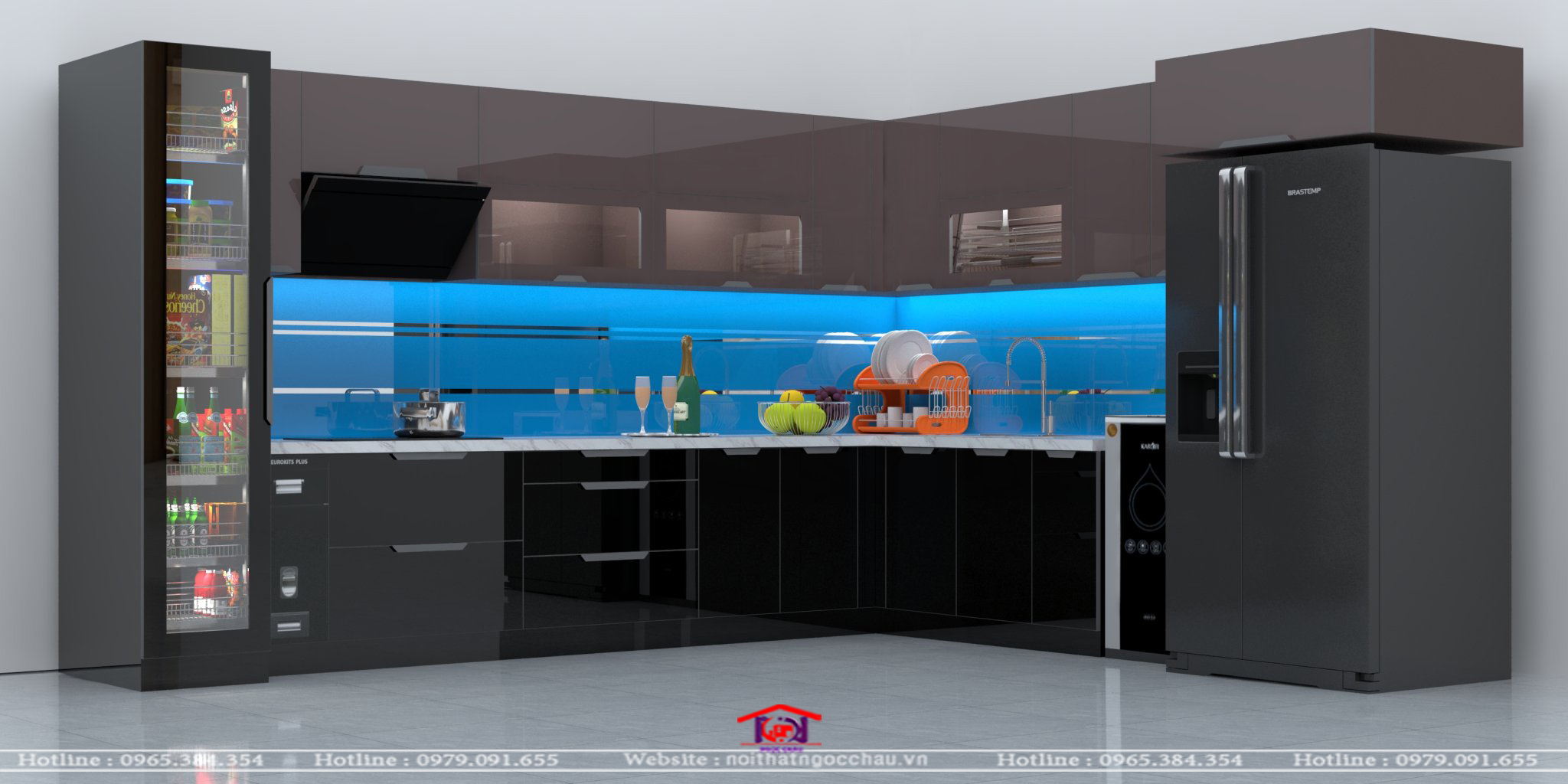 Tủ bếp inox 304 cánh kính CK22