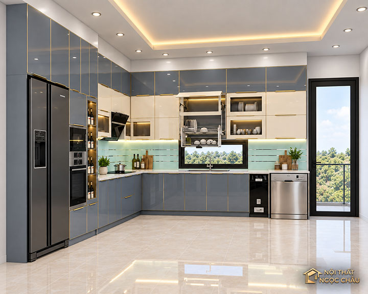 Tủ bếp inox 304 cánh kính CK40