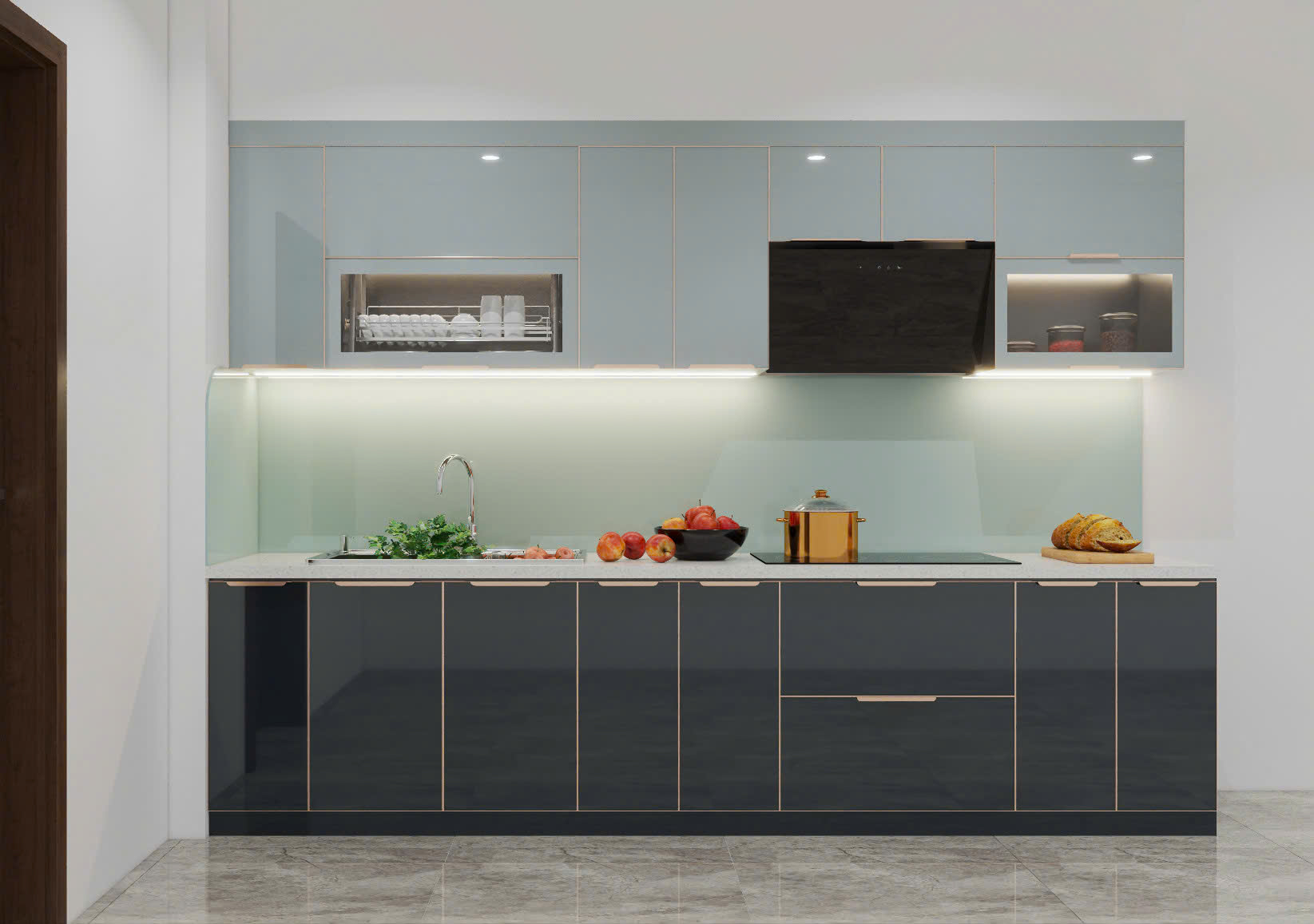 Tủ bếp inox 304 cánh kính CK26