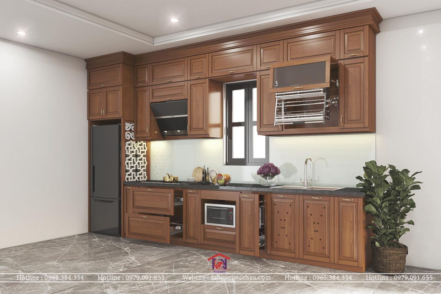 Tủ bếp gỗ sồi Mỹ 4