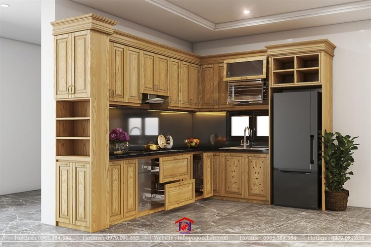 Tủ bếp gỗ Sồi Nga 23