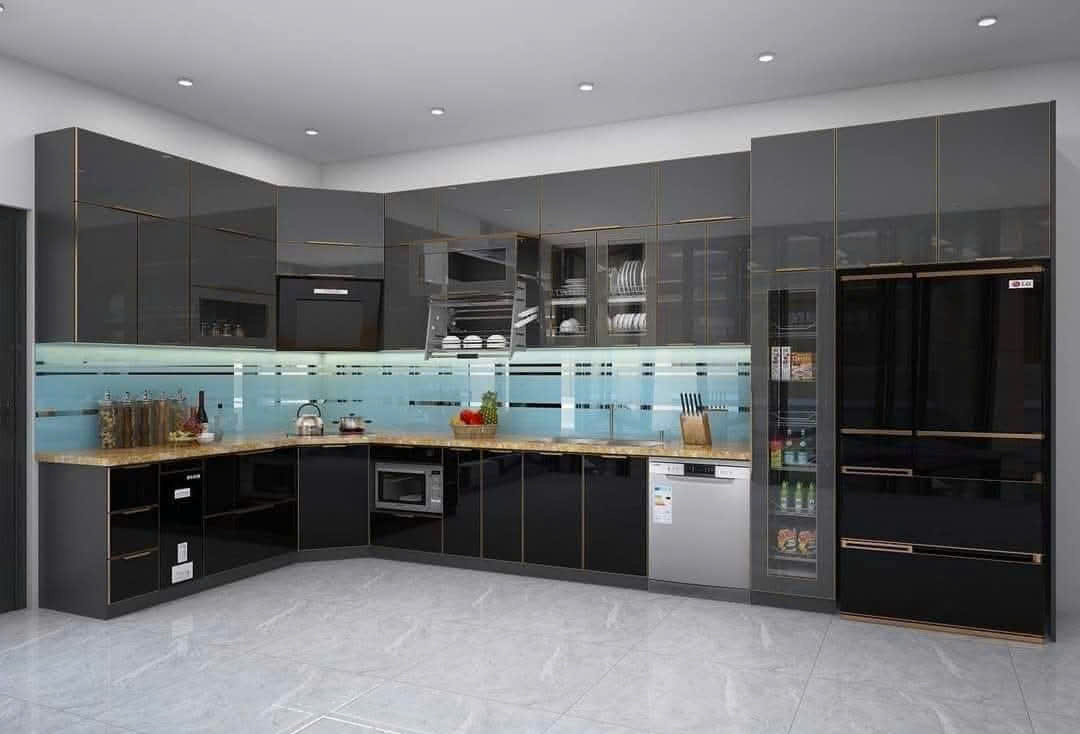 Tủ bếp inox 304 cánh kính CK43