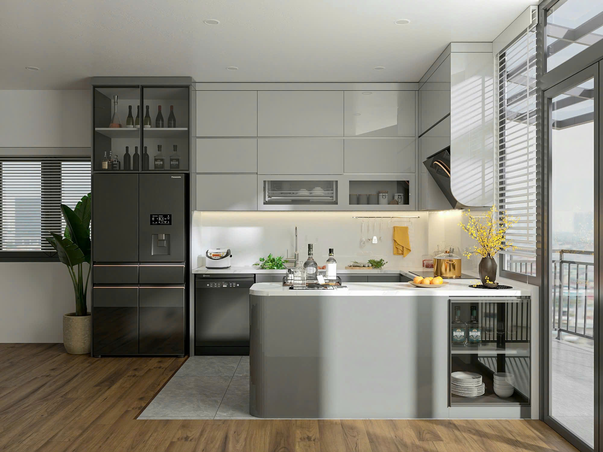 Tủ bếp acrylic TBA48