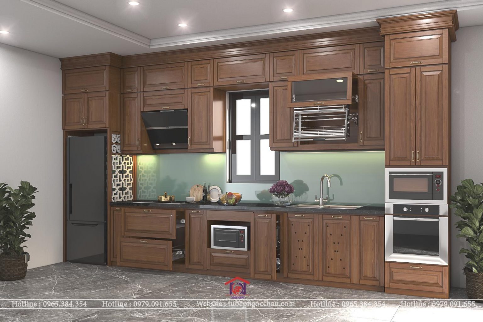 Tủ bếp gỗ sồi Mỹ 5